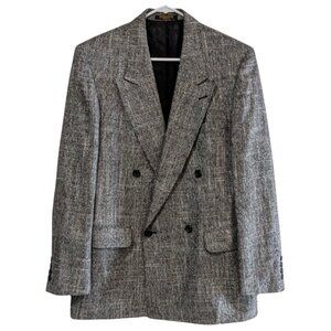 Evan Picone Men's Tweed Blazer, Black White, Salt and Pepper, Size 42R, Vintage
